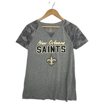 New Orleans Saints Shirt Teen Girl Medium Gray Camo Short Sleeve NFL Foo... - $19.79