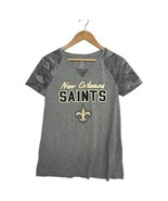 New Orleans Saints Shirt Teen Girl Medium Gray Camo Short Sleeve NFL Foo... - $364.28 MXN