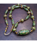 Vintage venetian style green gabri African glass beads 25inch Long neckl... - €55,05 EUR