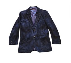 Vintage YSL Men Suede Navy Blue Western Sport Jacket Blazer Chest 42&quot; - £302.24 GBP