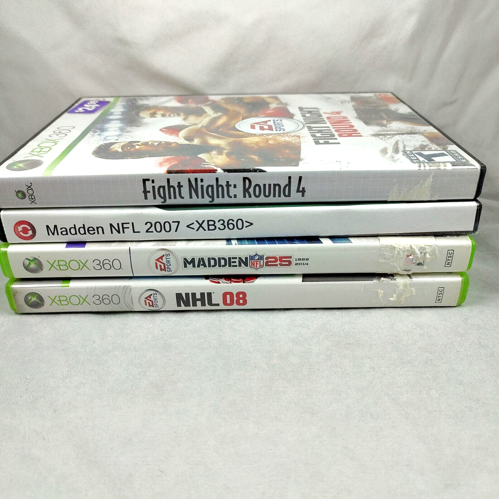 Primary image for XBox 360 Sports Games Fight Night Rd 4 Madden 25 yr  & 07 NHL 08 4 Video Games