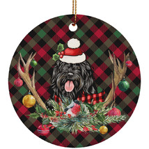 Funny Portuguese Water Dog With Deer Anlters Plaid Pattern Ornament Gift Decor - £12.19 GBP