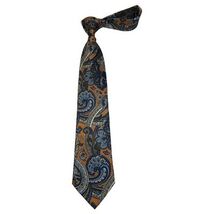 Men's 100% Silk Necktie By Bruno Piattelli Paisley Floral Fancy BP24 Peach Blue image 2