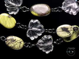 boho necklace, serpentine, Czech glass, black, green, Halloween - £19.18 GBP
