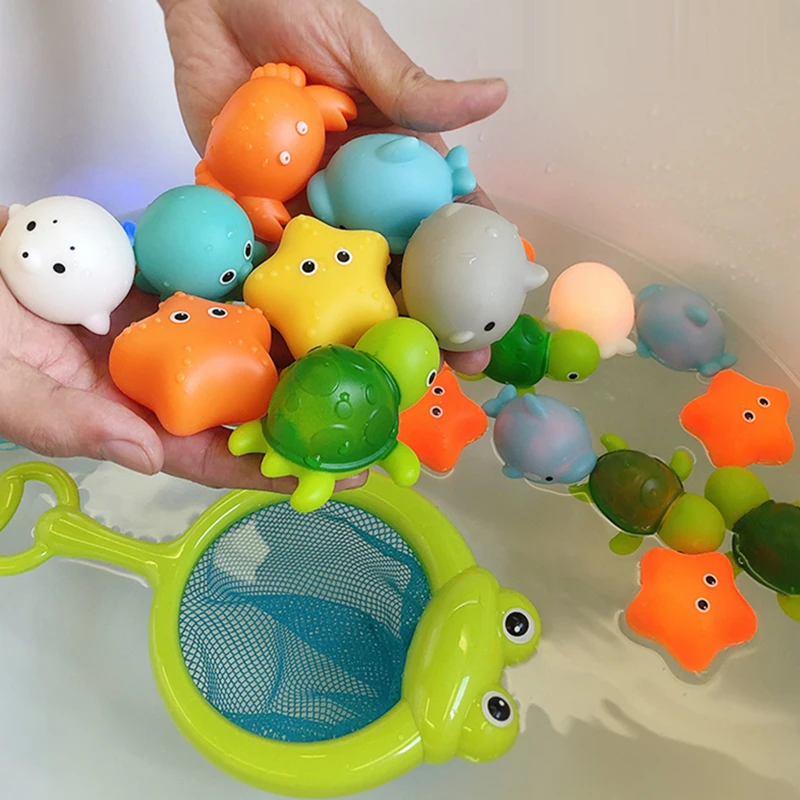 Baby Toys Animal Bath Toys for Kids LED Light Up Floating Water Toy Soft Rubber - £8.79 GBP+