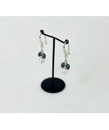 Black &amp; White Pearl Flower Dangle Earrings 925 Sterling Silver, Handmade... - £51.13 GBP