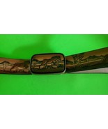 HORSES RUNNINGLEATHER BELT &amp; Matching Leather Buckle - $657.63 MXN