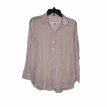 Loft Softened Women&#39;s Long Sleeve Collar Shirt Striped Pink Front Button Medium - $17.86