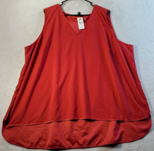 Lane Bryant Tank Top Womens Size 28 Red 100% Polyester Sleeveless V Neck Slit - £18.40 GBP
