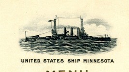 United States Ship Minnesota Officers and Wives Menu 1915 BB-22 Battleship - $243.16