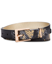 DKNY Womens Black Gold Metallic Snake Embossed Waist Belt SMALL - £18.85 GBP