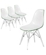 LeisureMod Cresco Modern Molded Dining Chair, Chrome-Plated Eiffel Base ... - $279.30