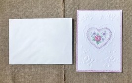 Vintage Curtis Swann Bride To Be Heart Embossed Flowers &amp; Ribbons Greeting Card - £3.16 GBP