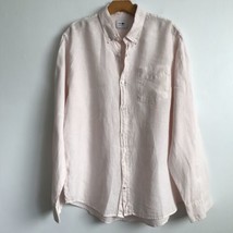 NN07 No Nationality Linen Shirt Men XL Pink  Long Sleeve Button Collar Coastal - £57.44 GBP