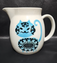 Arabia Finland Pottery Pitcher Blue Black Loose Head Cat Kaj Franck 6.5&quot;... - $87.31