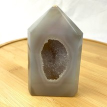 Druzy Agate Geode Tower Point 4&quot; Natural Crystal Polished Quartz Healing... - $29.69