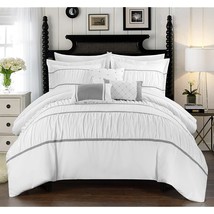 Chic Home Cheryl 10 Piece Comforter Complete Bag Pleated Ruched Ruffled ... - £112.88 GBP