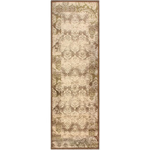8 Brown Damask Power Loom Distressed Stain Resistant Runner Rug - $1,201.27 MXN