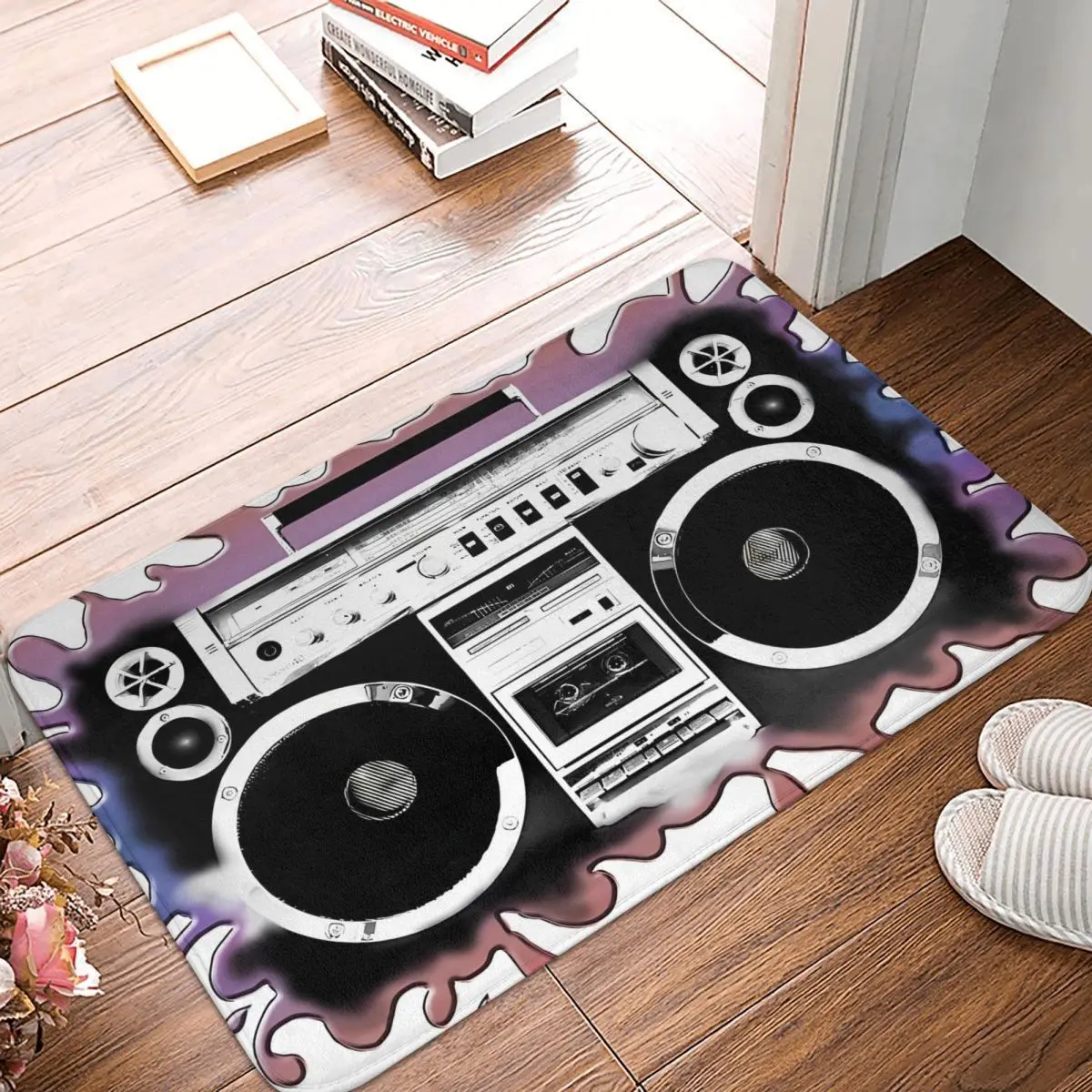 Boombox Boom Box Music Non-slip Rug Doormat Bath Mat 80s Vibe Melting Balcony Ca - $15.99