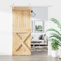 Sliding Door with Hardware Set 80x210 cm Solid Wood Pine - £122.50 GBP