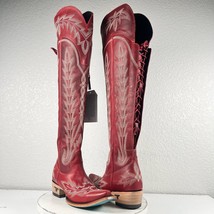 Lane LEXINGTON Over the Knee Womens Cowboy Boots 5.5 Red Leather Western Cowgirl - $391.05