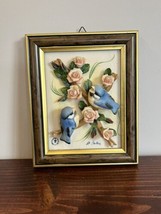 Capodimonte 3D Plaque Bird Floral Hanging Wall Art Vintage Italian Signed Rare - £147.99 GBP