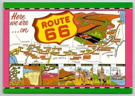 Route 66 Main Street of America Landmarks Famous Places Picture Map Postcard F37 - $7.95