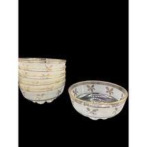 6 Vintage Frosted and Gold Leaf design Dessert Bowls 1960&#39;s 4 1/2 inch - £38.44 GBP