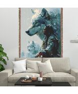 Wolf Native American Woven Blanket Throw Tapestry Cheyenne Tribal Wester... - $52.79+