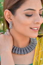Eivri Oxidised German Silver Broad Rava Latest Design Necklace Set For Her/Gift - $35.00