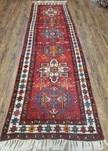 Antique Oriental Runner Rug 3x11 ft Tribal Hand-Knotted Red Wool 3&#39; 3&quot; x... - £837.11 GBP