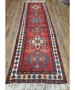 Antique Oriental Runner Rug 3x11 ft Tribal Hand-Knotted Red Wool 3&#39; 3&quot; x... - £825.12 GBP