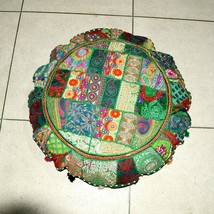 Green Round Floor Pillow Cushion Cover Vintage Bohemian Patchwork Pillow Cases - £9.94 GBP+