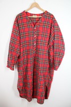 LL Bean 55&quot; Red Scotch Plaid Tartan Cotton Flannel Night Sleep Shirt Unisex - $38.94