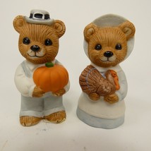 Homco Figurines Autumn Harvest Thanksgiving pilgrim Bears Set of 2 5312 KHJUE - £7.17 GBP