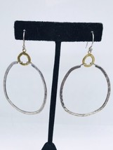 SILPADA-Sterling Silver Brass &#39;Dynamic Duo&#39; Dangle Hoop Earrings W3148 - £40.18 GBP