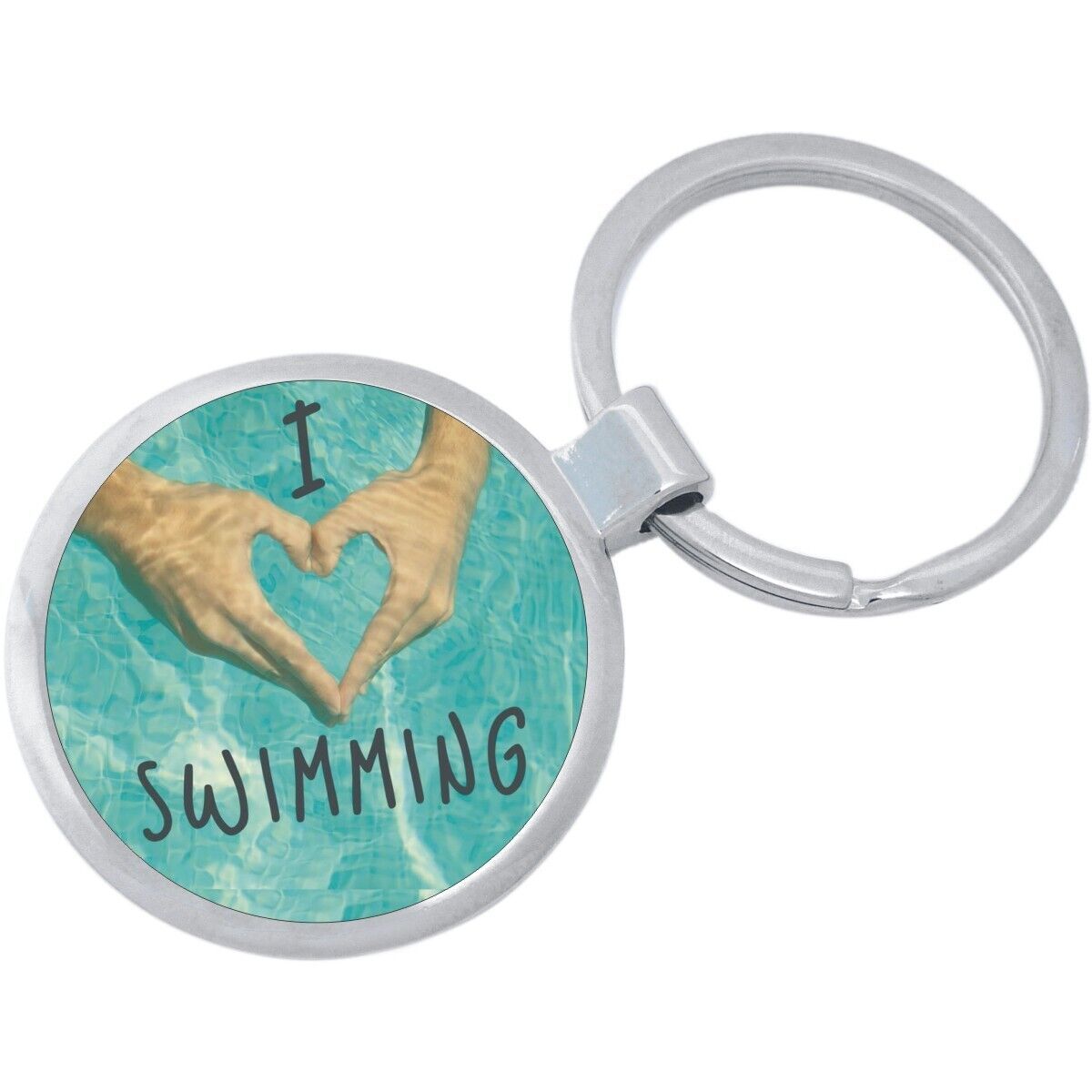 I Heart Swiming Keychain - Includes 1.25 Inch Loop for Keys or Backpack - $10.77
