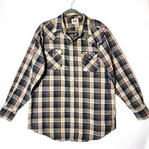 Ely Cattleman Mens Shirt Sz XLT Pearl Snap Long Sleeve Multi Color Plaid Vintage - $19.40