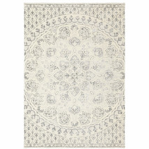 10' X 13' Ivory And Grey Floral Power Loom Stain Resistant Area Rug - $900.49