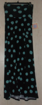 Nwt Womens Lu La Roe Black W/ Aqua Polka Dots Maxi Pull On Knit Skirt Size Xxs Usa - £25.56 GBP