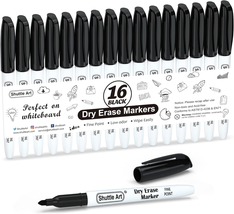 Dry Erase Markers, 16 Pack Black Whiteboard Markers,Fine Tip Dry Erase M... - $10.84