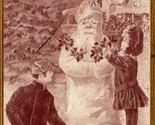 A Merry Christmas Santa Claus Snowman Holly 1908 DB Postcard E12 - $15.79