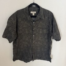 Tori Richard Button Hawaiian Shirt Mens XL Gray Geometric Cotton Pocket - $15.18