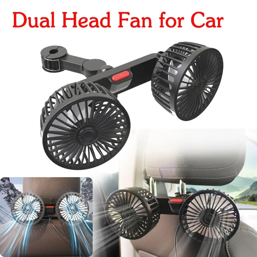 USB Charge Dual Head Fan Car Seat Back Cooling Fan Summer 360 Degree Rot... - $15.11+
