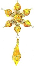 Yellow Topaz Regency Starburst Christmas Ornament Acrylic Beaded 7&quot; NWOT - $16.82