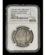 1962 Century 21 Expo Official Space Age US Mint Silver Medal NGC MS 67 - $123.31 CAD