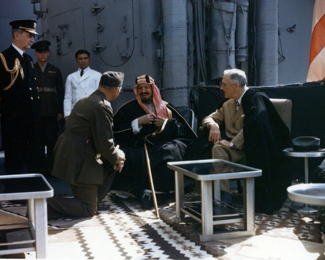 Primary image for President Franklin Roosevelt meets with King Saud aboard USS Quincy Photo Print