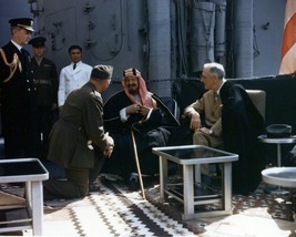 President Franklin Roosevelt meets with King Saud aboard USS Quincy Phot... - $8.81+