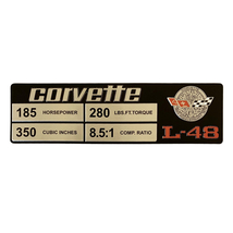 C3 Corvette Spec Data Plate Embossed Scratch-Resistant Aluminum L-48 Eng... - £20.39 GBP