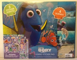 Disney Pixar Finding Dory Jumbo Sticker Pad - 3 Reusable Sticker Sheets- New - £3.72 GBP